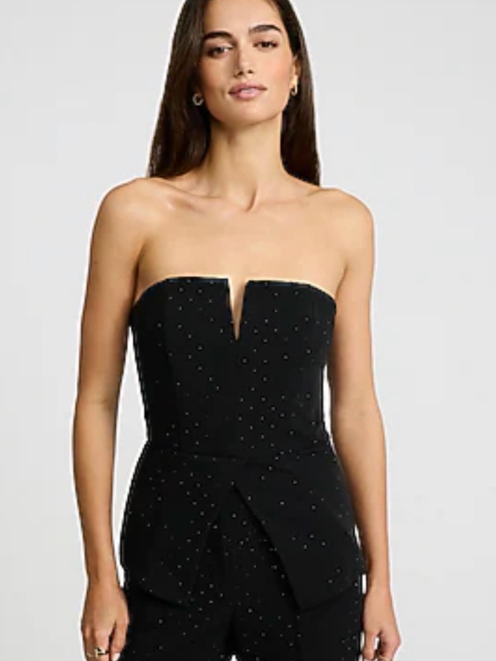 Express Strapless Black Embellished peplum